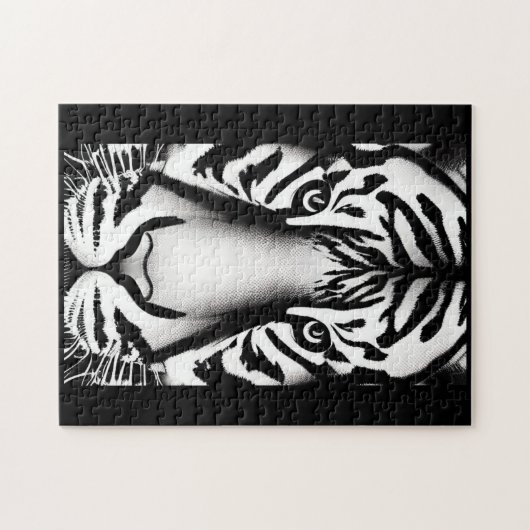 Tiger Gesicht Schwarz-weiße Streifen Puzzle (Horizontal)