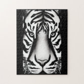 Tiger Gesicht Schwarz-weiße Streifen Puzzle (Vertikal)