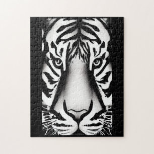 Tiger Gesicht Schwarz-weiße Streifen Puzzle