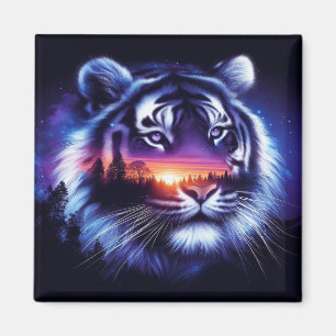 Tiger-Gesicht und landschaftliche Sonnenuntergangs Magnet