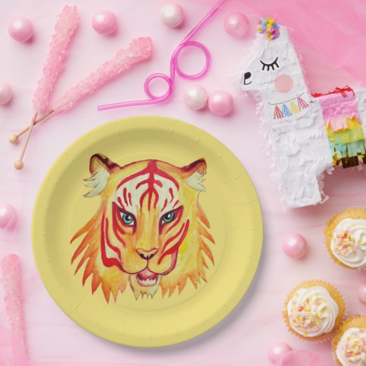 Tiger-Gesichter Zeichne kundenspezifische Paper-Te Pappteller (Party)