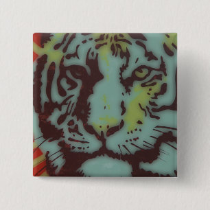 TIGER-GESICHTS-MUTIGES BILD BUTTON