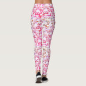 Tiger-Gesichtsdesign Rosa Leggings (Rückseite)