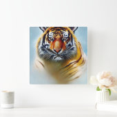 Tiger-Gesichtsmalerei - beeindruckende Artenvielfa Quadratische Wanduhr (Zuhause)