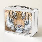 Tiger-Gesichtsname Nah Metall Brotdose (Rückseite)
