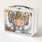 Tiger-Gesichtsname Nah Metall Brotdose (Vorderseite)