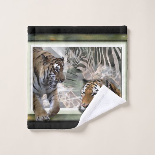Tiger Giraffe Zebra Lovers Badhandtuch Set (Waschlappen)