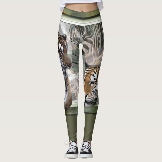 Tiger Giraffe Zebra Print Leggings (Vorderseite)