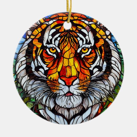 Tiger Glasmalerei Keramik Ornament (Vorne)