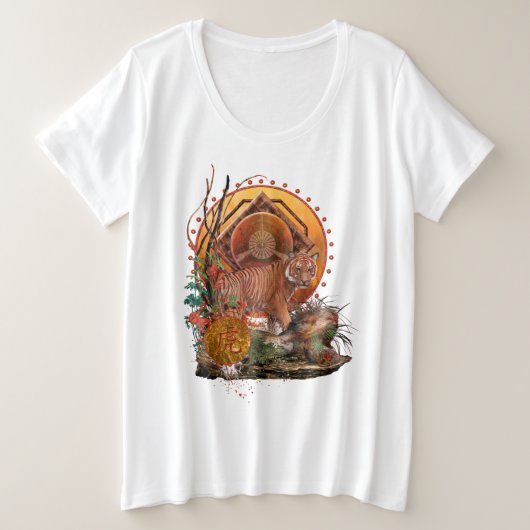 "TIGER GLORY" Malayan Tiger Große Größe T-Shirt (Design vorne)