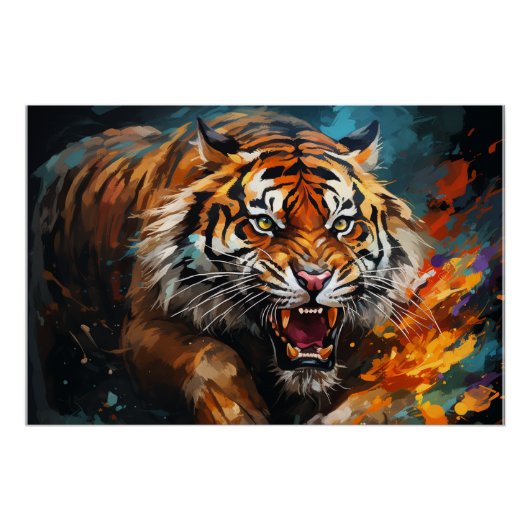 Tiger Glossy Poster Wand Kunst (Vorderseite)