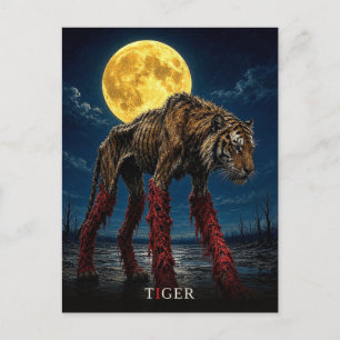 Tiger Glowing Legs gothischer Surrealismus Postkarte