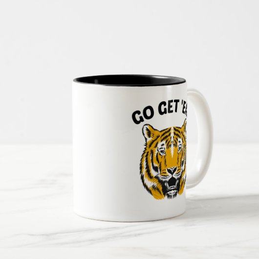 TIGER GO GET 'EM Double Sided Two-Tone COFFEE MUG Zweifarbige Tasse (VorderseiteRechts)