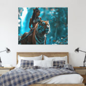 Tiger Goddess - Eine Frau in der Natur, die auf ei Leinwanddruck (Insitu (Schlafzimmer))
