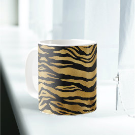 Tiger Gold Black Animal Print Kaffeetasse