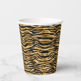 Tiger Gold Black Animal Print Pappbecher