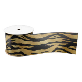 Tiger Gold Black Animal Print Satinband