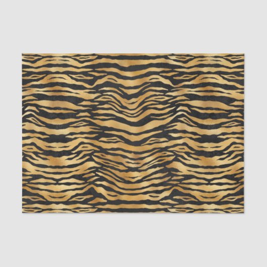 Tiger Gold Black Animal Print Seidenpapier (Vorderseite)