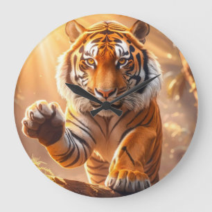 Tiger - Goldener Tiger Große Wanduhr