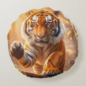 Tiger - Goldener Tiger Rundes Kissen (Rückseite)