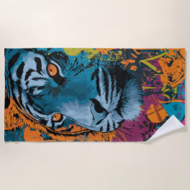 Tiger Graffiti Pop Art Wildlife Strandtuch