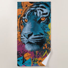 Tiger Graffiti Pop Art Wildtiere Strandtuch