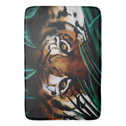 Tiger Green Jungle Blätter Badematte (Vorderseite Vertikal)