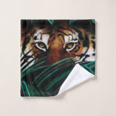 Tiger Green Jungle Blätter Badhandtuch Set (Waschlappen)