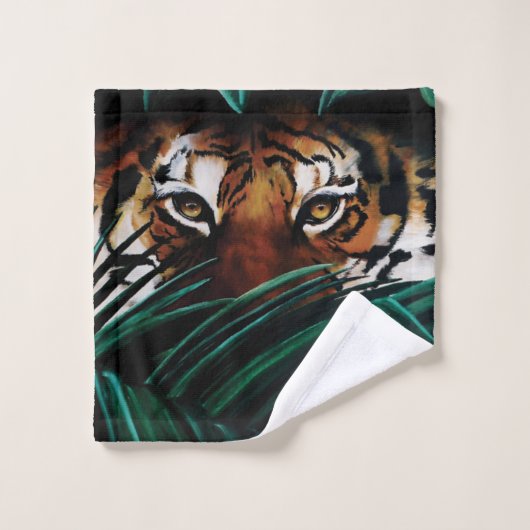 Tiger Green Jungle Blätter Badhandtuch Set (Waschlappen)