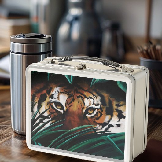 Tiger Green Jungle Blätter Metall Brotdose