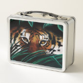 Tiger Green Jungle Blätter Metall Brotdose (Rückseite)