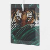 Tiger Green Jungle Blätter Ornament Aus Glas (Vorderseite links)