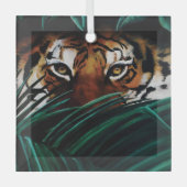 Tiger Green Jungle Blätter Ornament Aus Glas (Vorderseite)