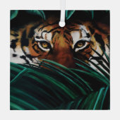 Tiger Green Jungle Blätter Ornament Aus Glas (Rückseite)