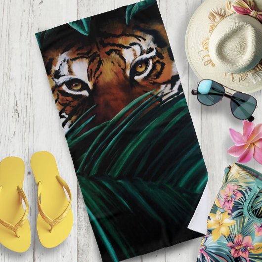Tiger Green Jungle Blätter Strandtuch