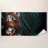 Tiger Green Jungle Blätter Strandtuch (Vorderseite)