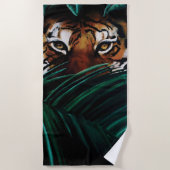 Tiger Green Jungle Blätter Strandtuch (Vorderseite)