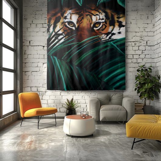Tiger Green Jungle Blätter Wandteppich