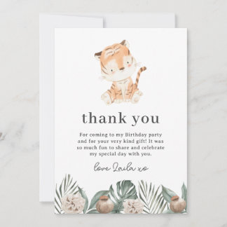 Tiger Greenery Floral Danke Karte
