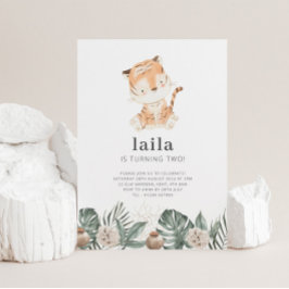 Tiger Greenery Floral Geburtstagseinladung Einladung