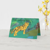 Tiger Greeting Card Karte (Gelbe Blume)
