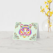 Tiger Greeting Card Karte (Gelbe Blume)
