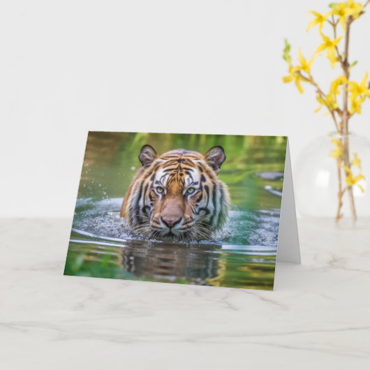 Tiger Greeting Card Karte (Gelbe Blume)