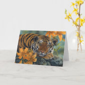 Tiger Greeting Card Karte (Gelbe Blume)