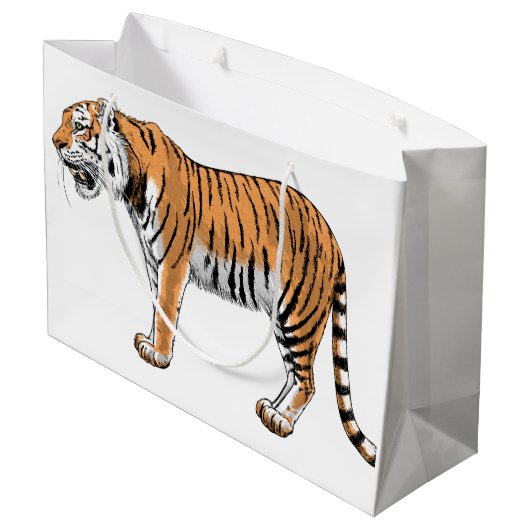 Tiger Große Geschenktüte (Rückseite Schrägansicht)