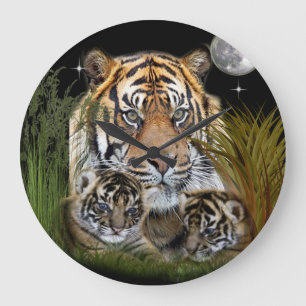 Tiger Große Wanduhr