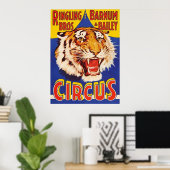TIGER Growl Circus Ringling Bros Circus Animus Poster (Heimbüro)