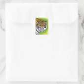 Tiger Growling Runder Aufkleber (Tasche)