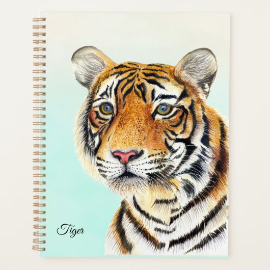 Tiger Hand bemalt Wasserfarbe Wildlife Art Planner Planer (Vorderseite)