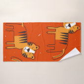 Tiger, handgezeichneter Hintergrund. Farbenfrohe, Badehandtuch (Badehandtuch)